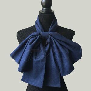 Oversized Bowtie – Dark Blue Denim– Handmade Statement Accessory